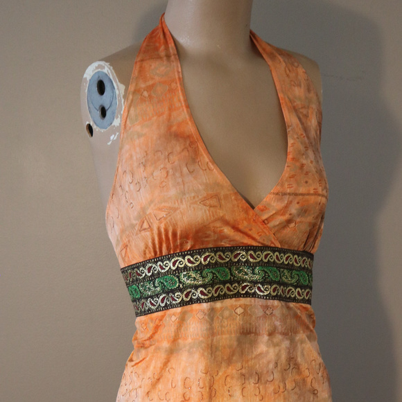 Boho Chic Festival Tie Dye Embroidered Halter Top - Picture 3 of 4
